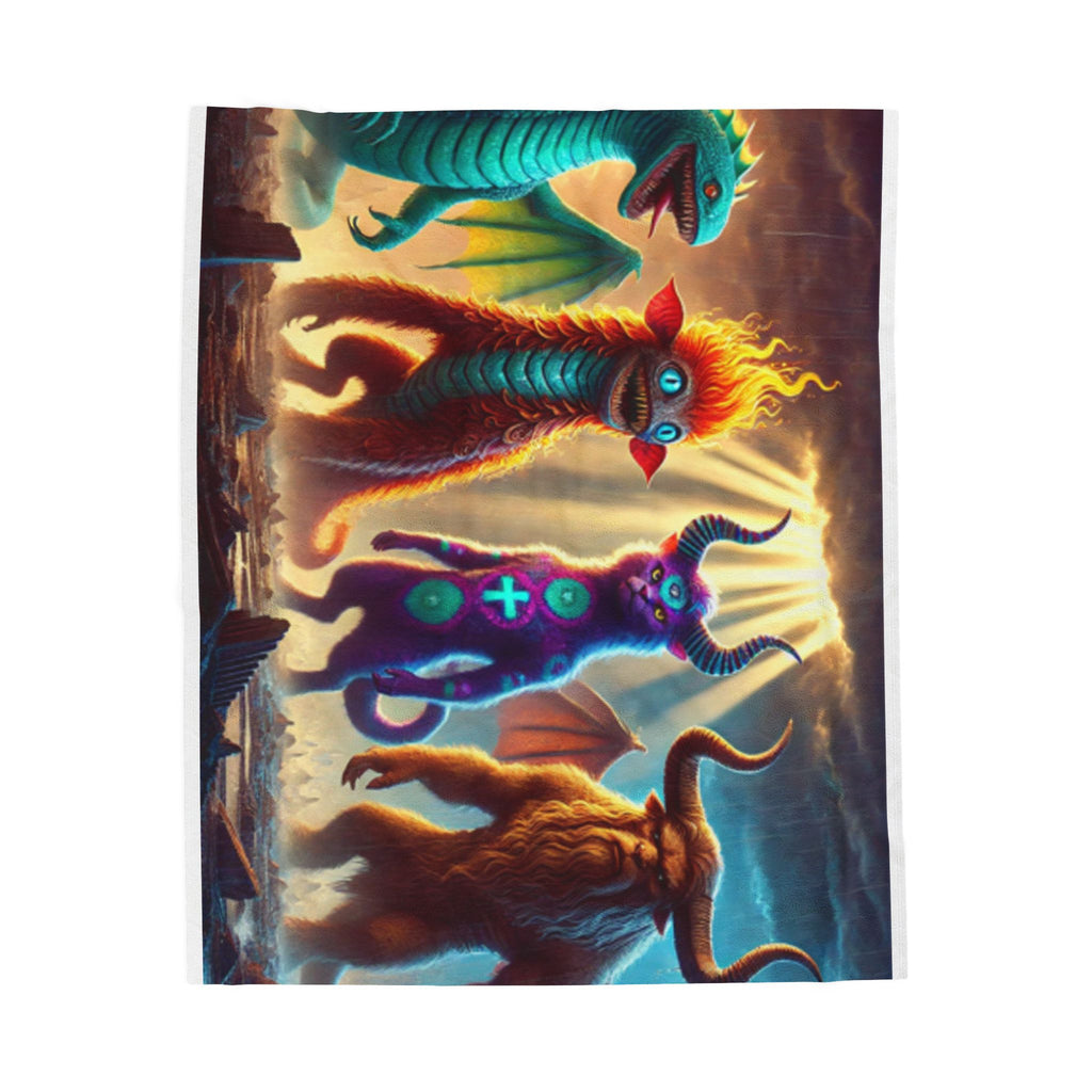Fantasy Creature Velveteen Plush Blanket | Cozy Throw for Kids, Soft Home Decor, Unique Gift, Soft Plushie Blanket, Furry Blanket for Bed