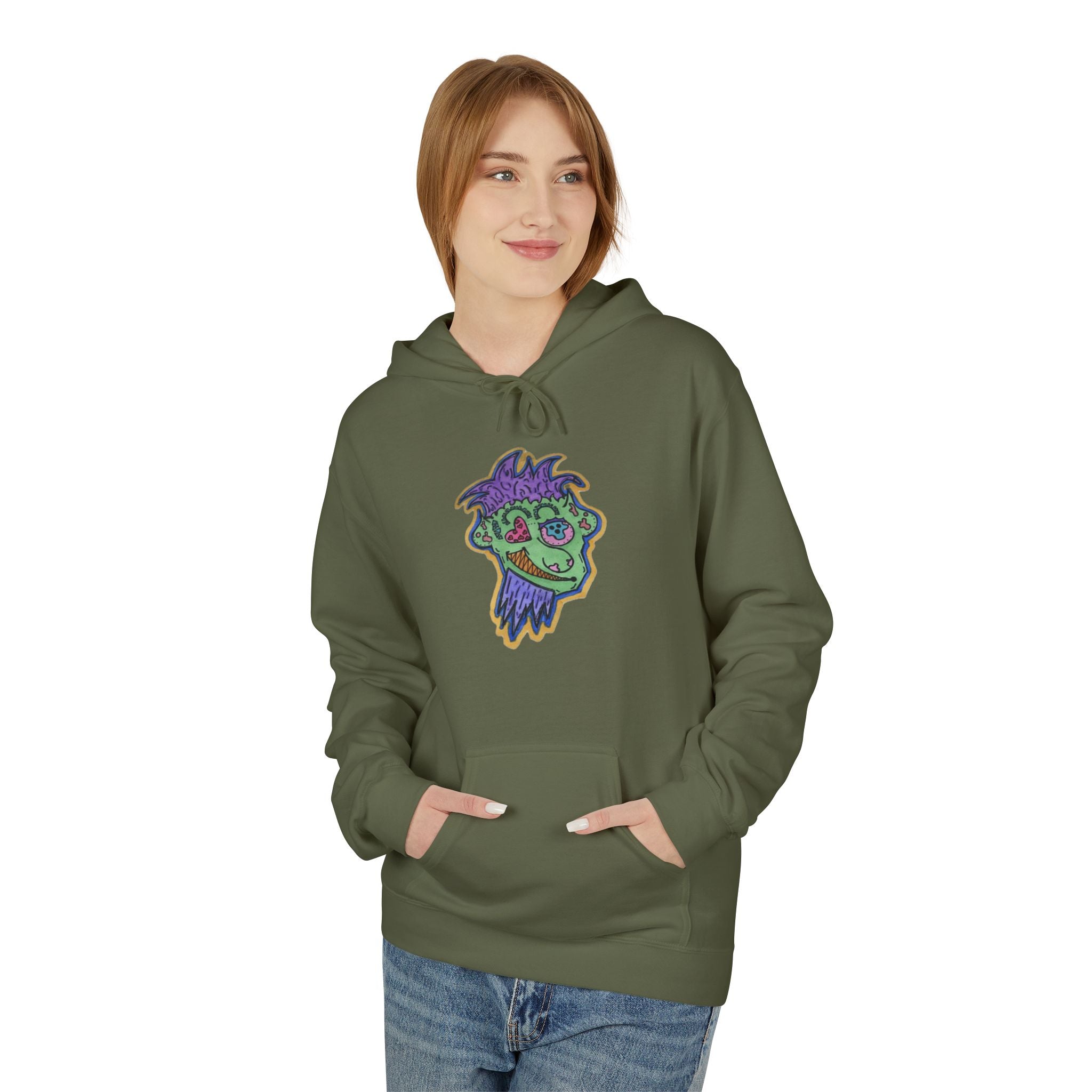 Vibrant Monster-Inspired Fleece Hoodie - Perfect for Halloween, Cozy Fall Days, Unisex Gift, Streetwear Style, Everyday Comfort