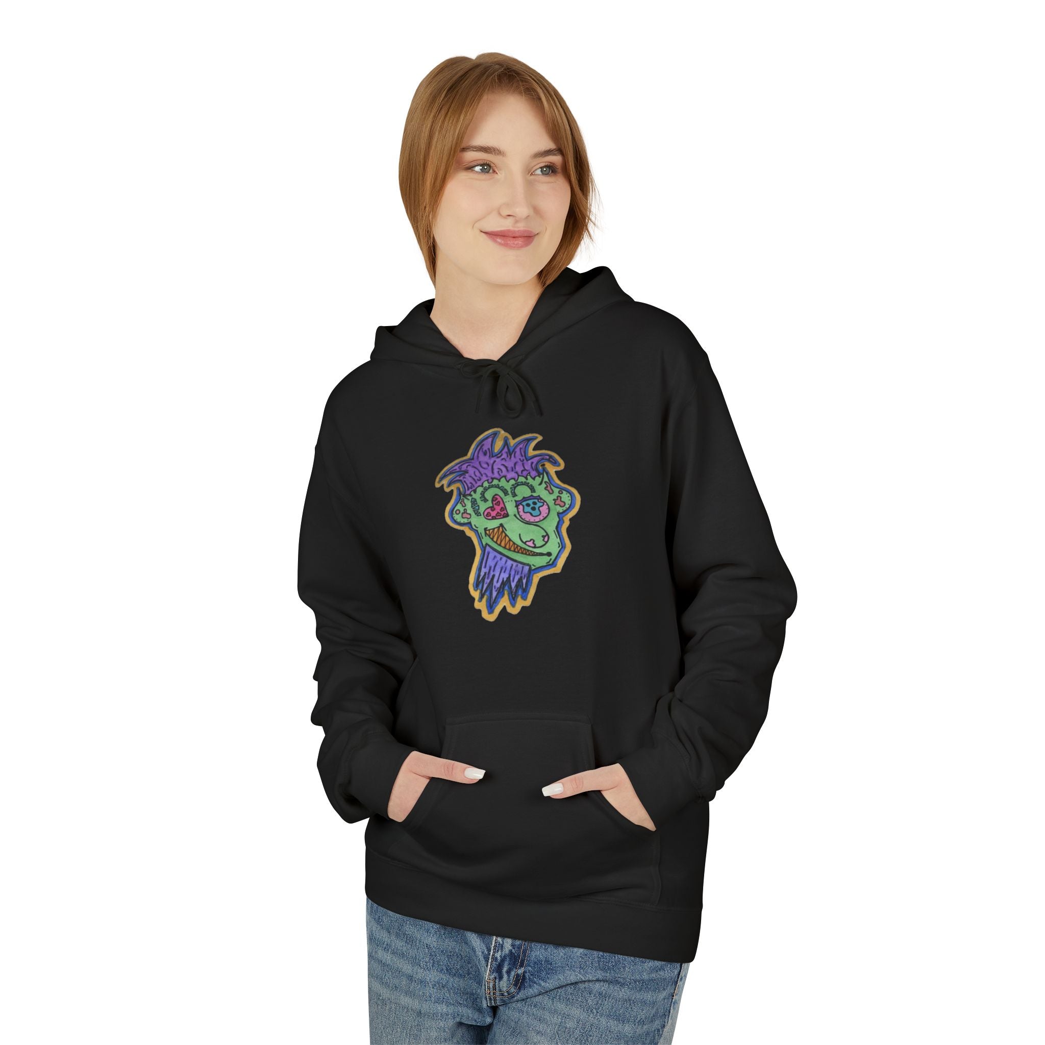 Vibrant Monster-Inspired Fleece Hoodie - Perfect for Halloween, Cozy Fall Days, Unisex Gift, Streetwear Style, Everyday Comfort