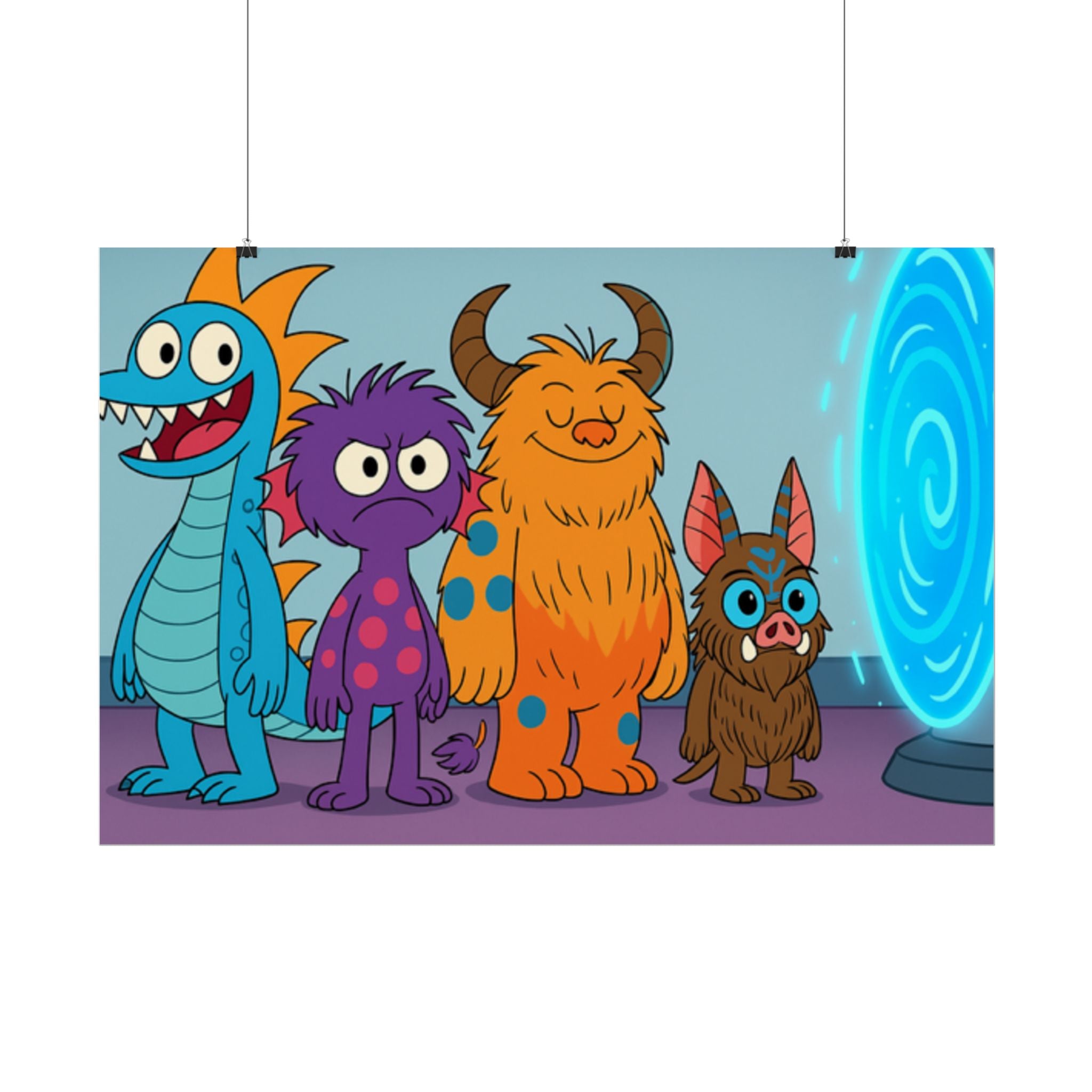 Fun Monster-Themed Rolled Posters for Kids, Playroom Wall Art, Unique Gifts for Birthdays, Kids' Room Decor, Cartoon Decor