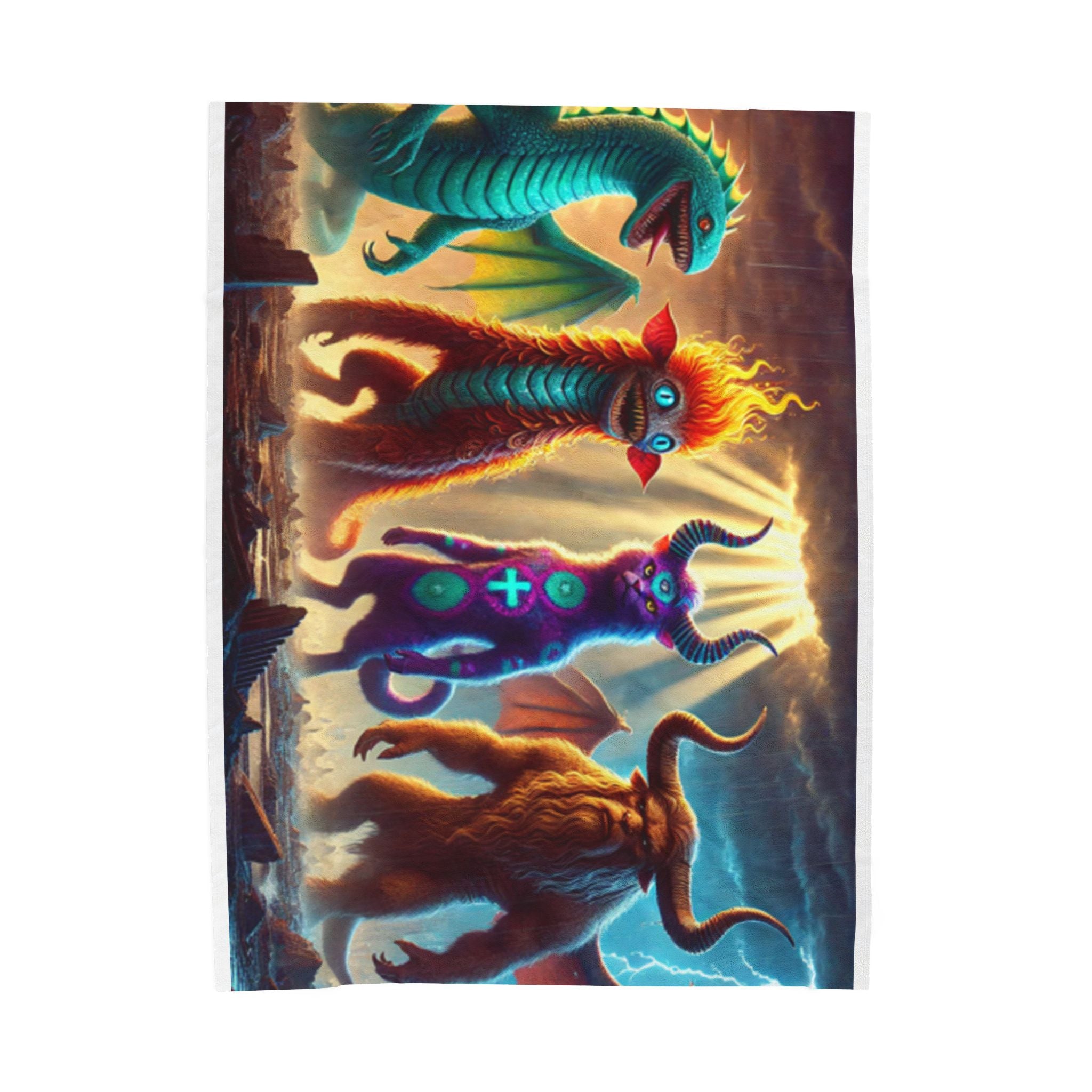 Fantasy Creature Velveteen Plush Blanket | Cozy Throw for Kids, Soft Home Decor, Unique Gift, Soft Plushie Blanket, Furry Blanket for Bed