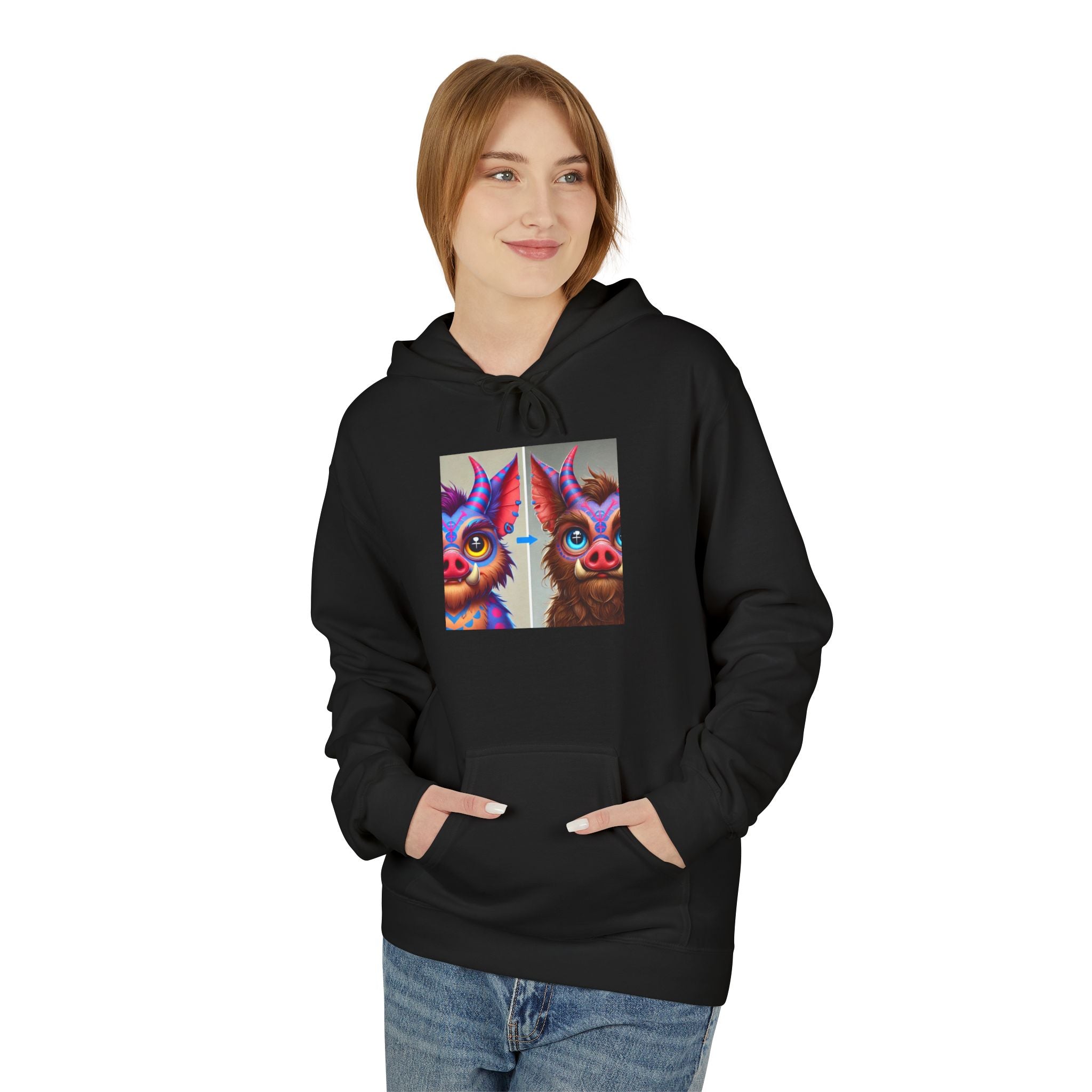 Whimsical Animal Graphic Hoodie, Cozy Fleece Hoodie for Animal Lovers, Fun Streetwear, Gift for Kids and Teens, Unique Sweatshirt