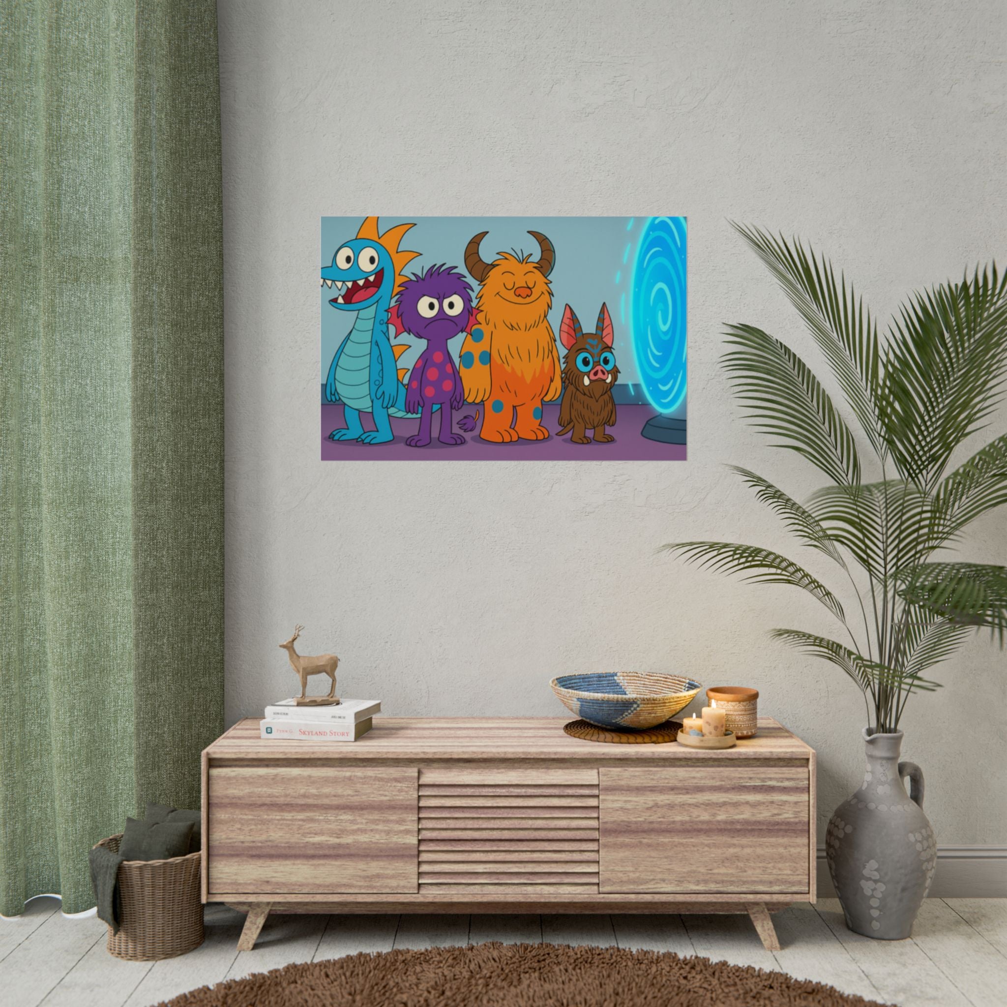 Fun Monster-Themed Rolled Posters for Kids, Playroom Wall Art, Unique Gifts for Birthdays, Kids' Room Decor, Cartoon Decor