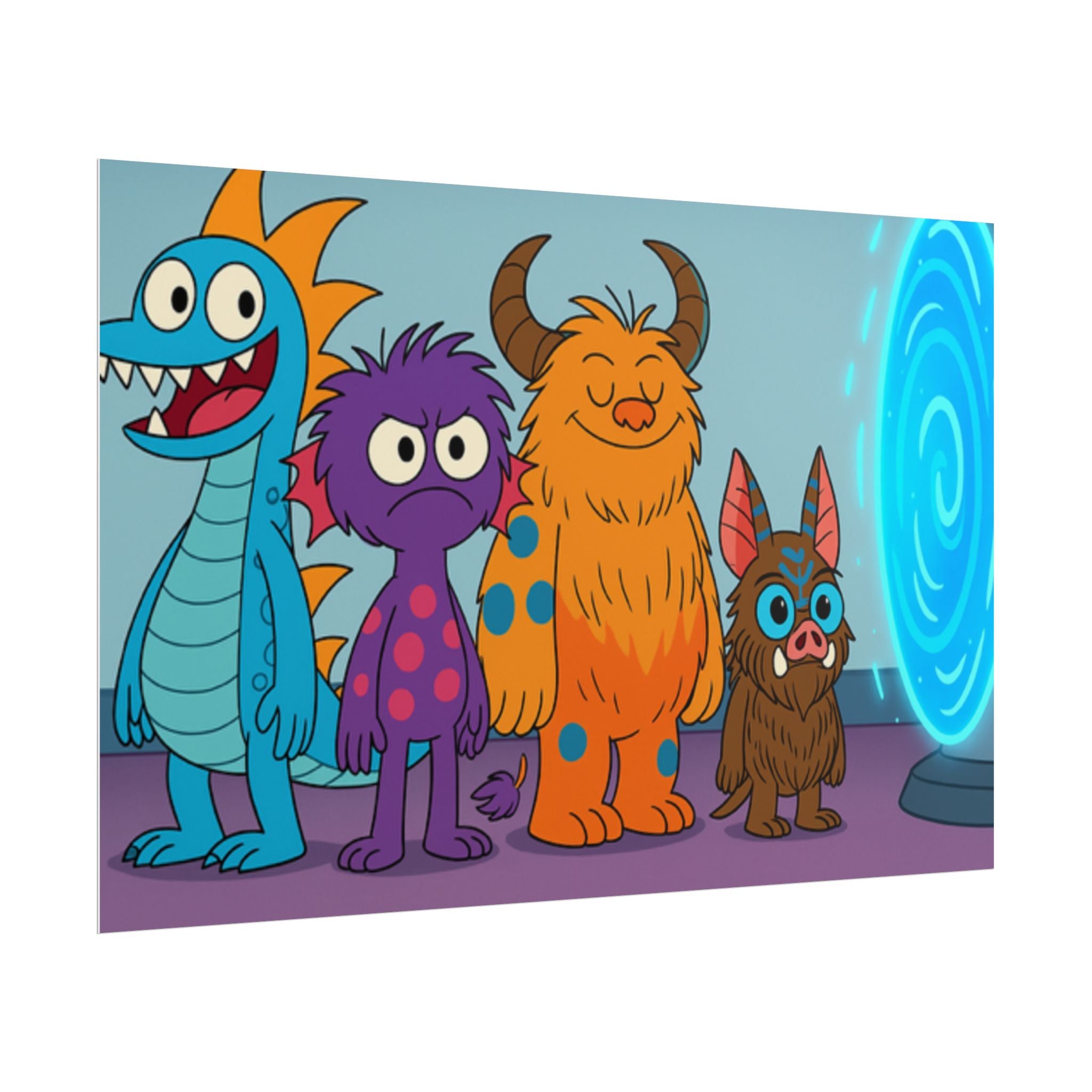 Fun Monster-Themed Rolled Posters for Kids, Playroom Wall Art, Unique Gifts for Birthdays, Kids' Room Decor, Cartoon Decor
