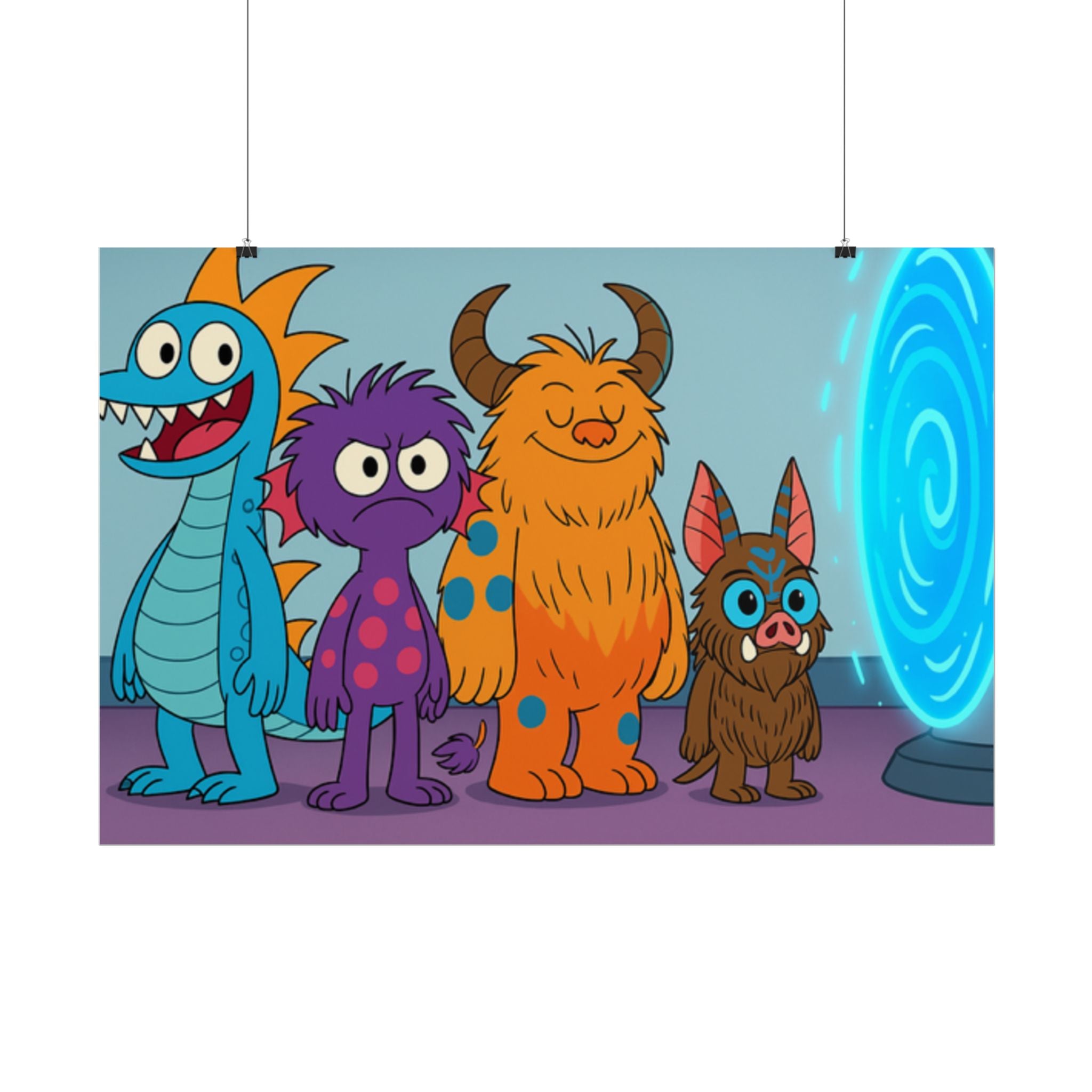 Fun Monster-Themed Rolled Posters for Kids, Playroom Wall Art, Unique Gifts for Birthdays, Kids' Room Decor, Cartoon Decor