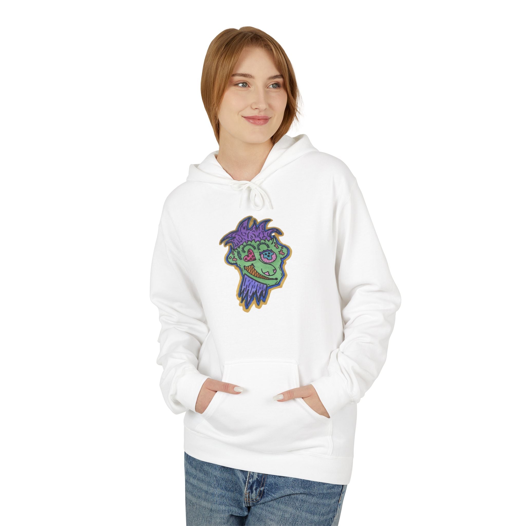 Vibrant Monster-Inspired Fleece Hoodie - Perfect for Halloween, Cozy Fall Days, Unisex Gift, Streetwear Style, Everyday Comfort