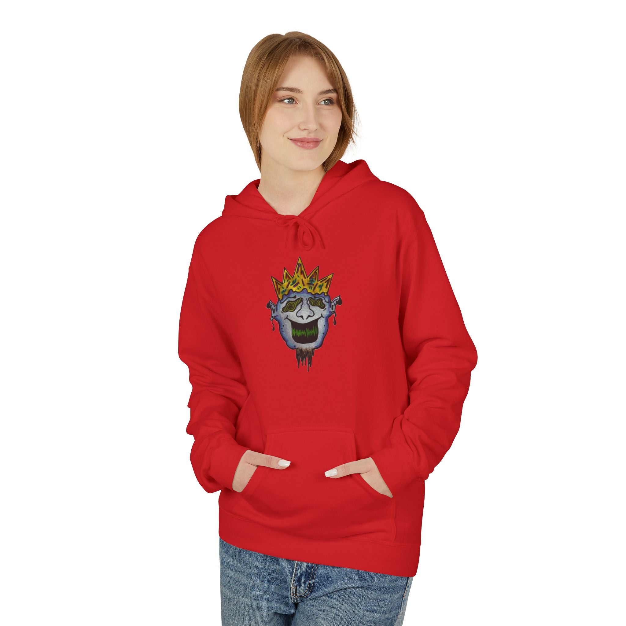 Crowned Skull Hoodie - Unisex Midweight Fleece, Casual Wear, Trendy Streetwear, Unique Gift for Halloween, Year-Round Comfort