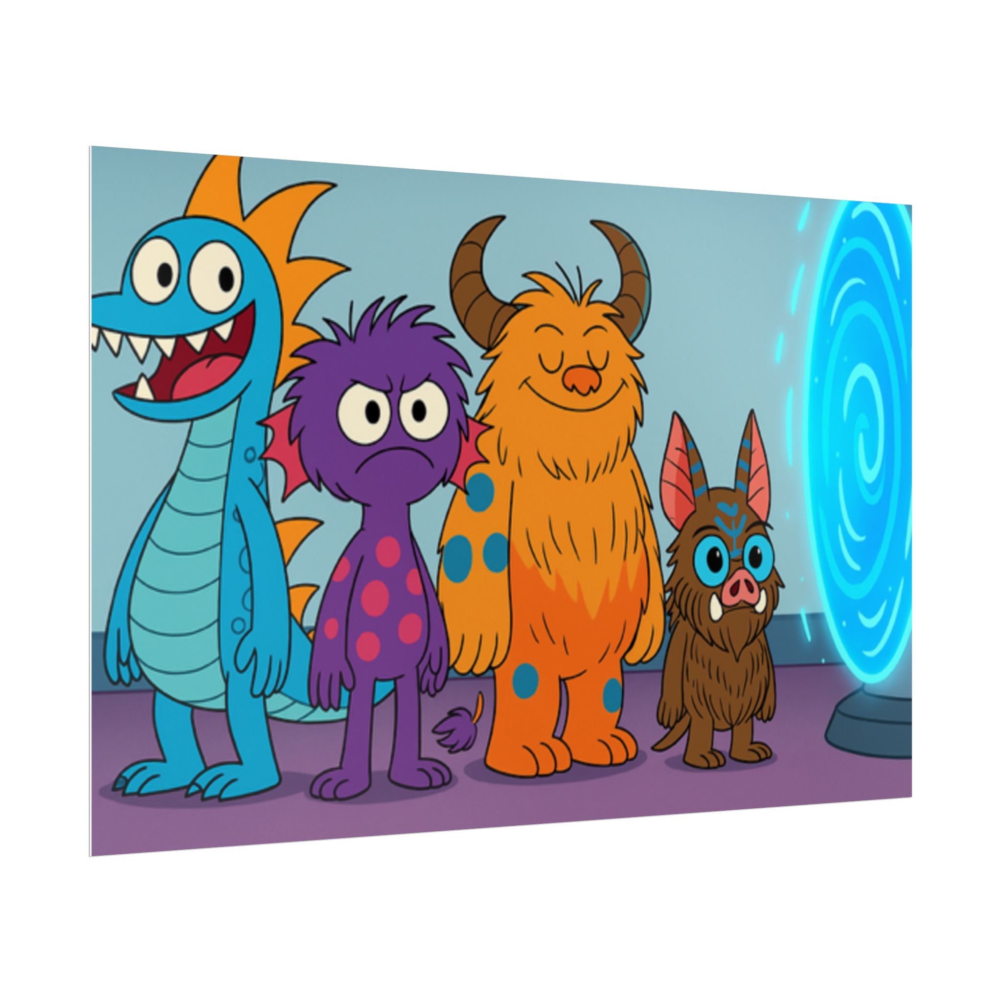 Fun Monster-Themed Rolled Posters for Kids, Playroom Wall Art, Unique Gifts for Birthdays, Kids' Room Decor, Cartoon Decor