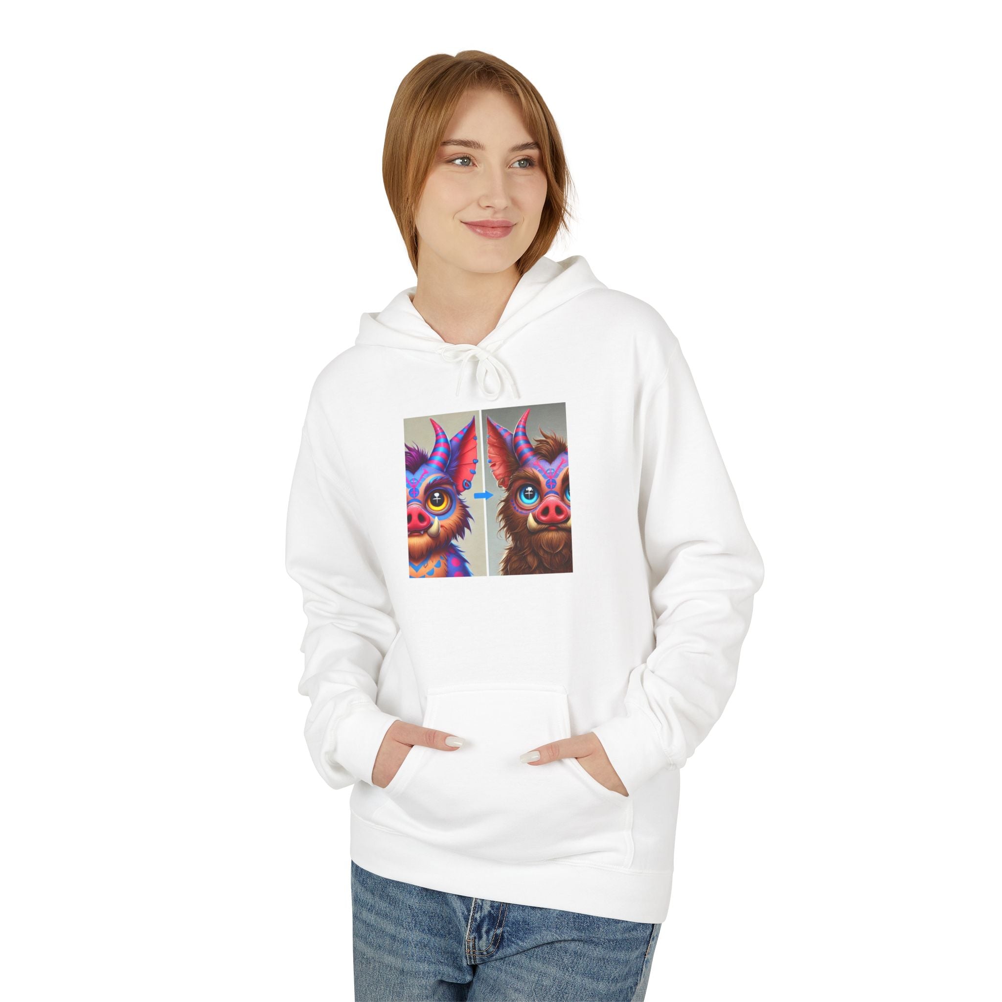 Whimsical Animal Graphic Hoodie, Cozy Fleece Hoodie for Animal Lovers, Fun Streetwear, Gift for Kids and Teens, Unique Sweatshirt