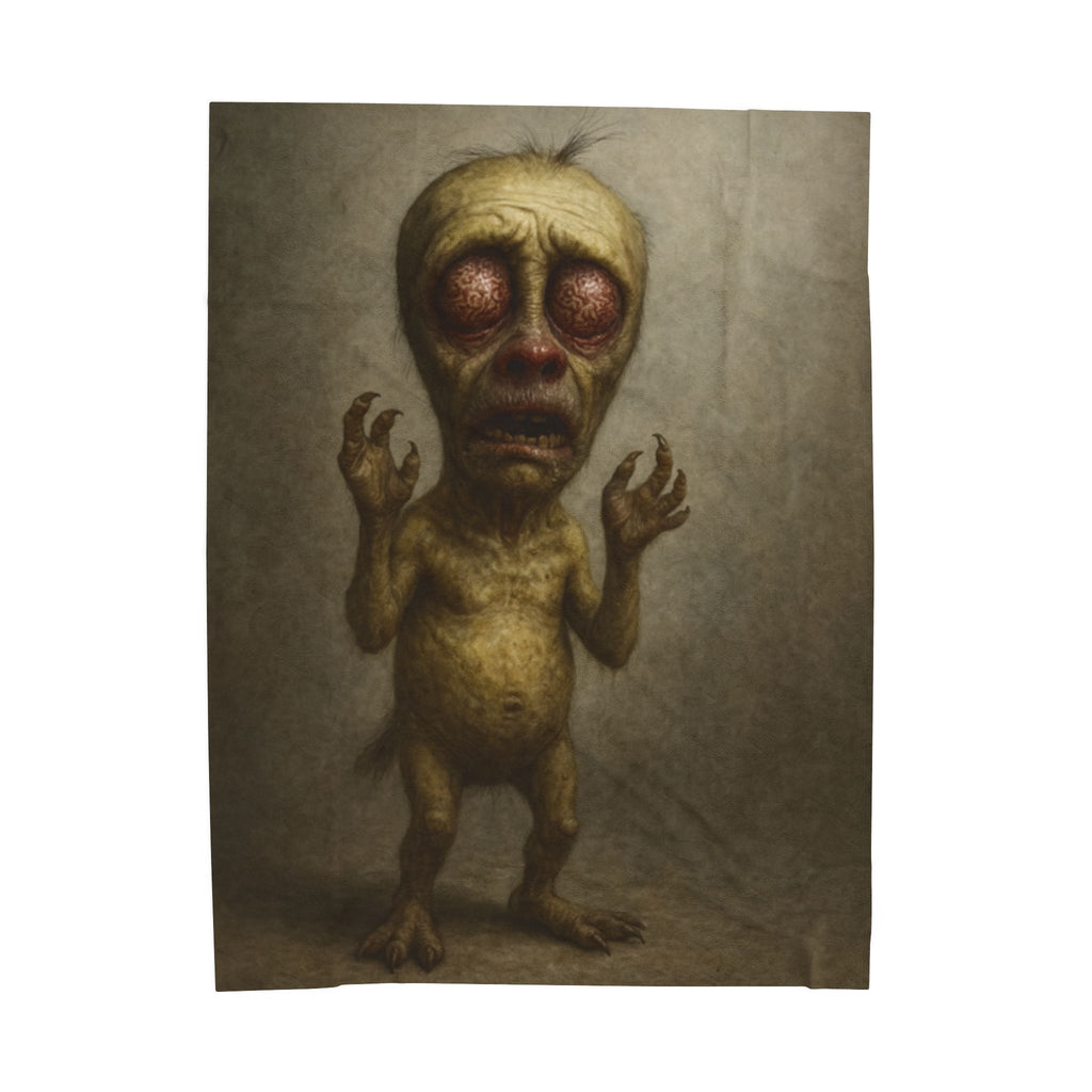 Eerie Creature Plush Blanket | Horror Art Blanket, Cozy Throw Blanket, Unique Gift for Halloween, Scary Home Decor, Horror Fans