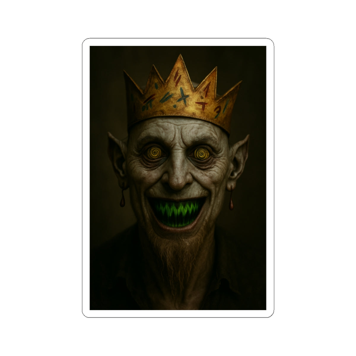 Spooky King Kiss-Cut Stickers, Halloween Decor, Laptop Stickers, Creepy Art, Unique Gift Ideas